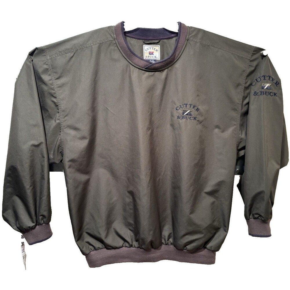 Golf Windbreaker Cutter and Buck Clima Guard Insulated Pullover Olive  XL